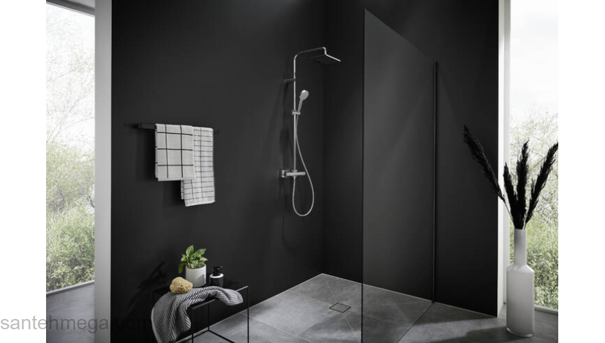 Душевая система Showerpipe 230 1jet с термостатом, Green Hansgrohe Vernis Shape 26319000, хром. Фото