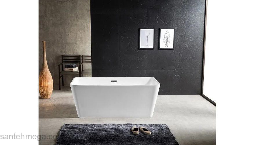 Ванна акриловая Azario LINCOLN 1690х800х580, свободностоящая, в комплекте с сифоном и металлической рамой LIN17080. Фото