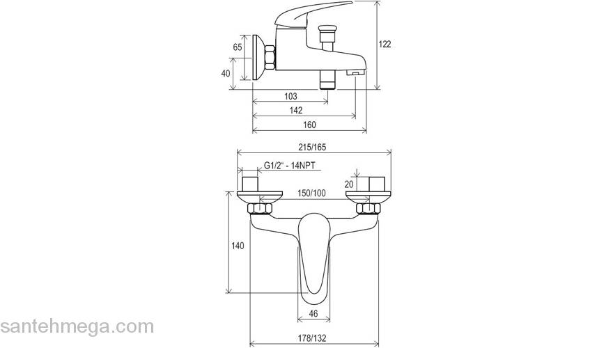 Смеситель для ванны RAVAK Suzan X070003. Фото