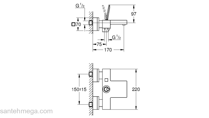 GROHE 23666000 Eurocube Joy Смеситель для ванны. Фото