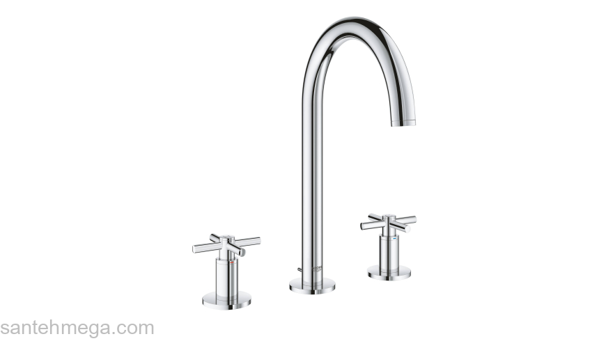 GROHE 20008003 Atrio New Смеситель двухвентильный для раковины на 3 отверстия, монтаж на бортик, крестобразная ручка, размер M. Фото