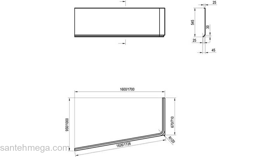Ванна RAVAK 10° 170х100 C821000000 правая. Фото