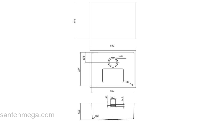 Мойка для подстольного монтажа Edifice IDDIS EDI54S0i77. Фото