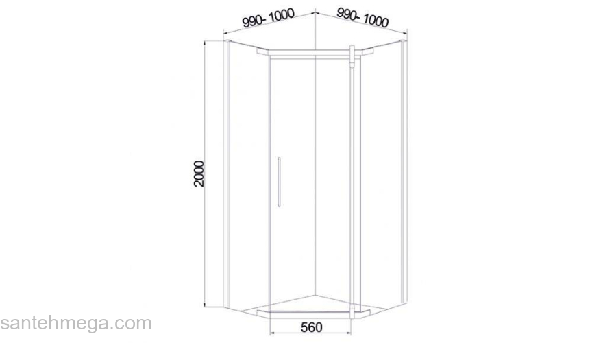 Душевое ограждение MIRSANT Smart Pentagon 100. Фото