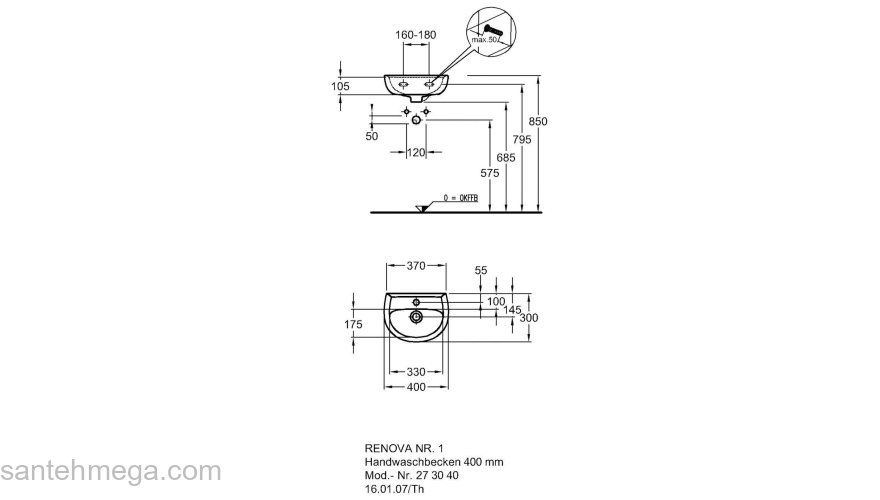 Раковина GEBERIT Renova NR.1 60х49 223060000. Фото