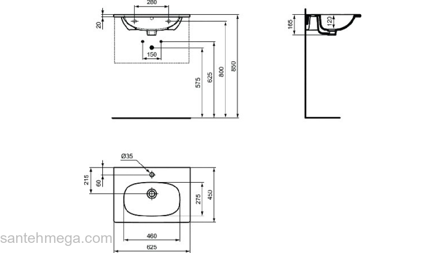 Раковина IDEAL STANDARD Tesi 62х45 T351001. Фото