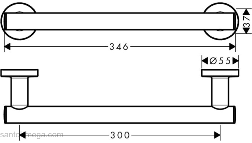 Поручень Hansgrohe Logis Universal 300мм 41713000 для ванной комнаты. Фото