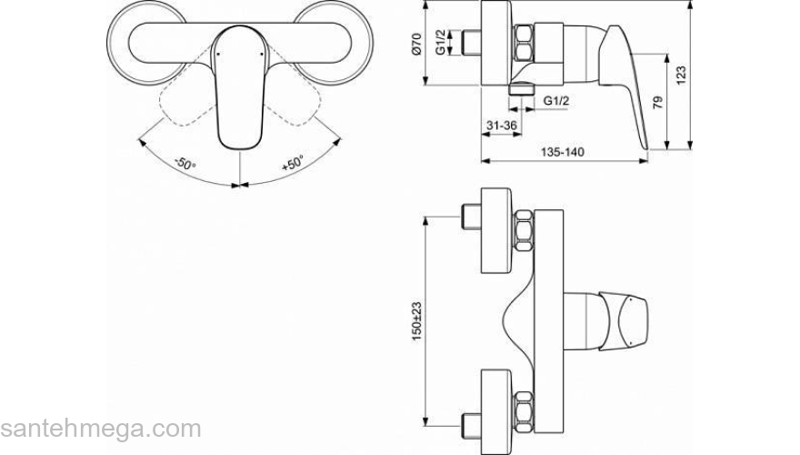 Смеситель для душа IDEAL STANDARD Ceraflex B1720AA. Фото