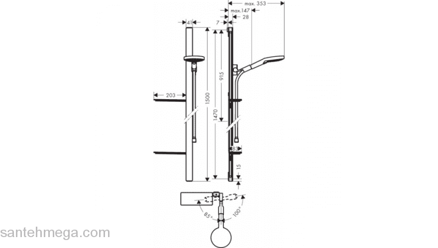 Душевой гарнитур HANSGROHE Raindance Select S 120 3 jet 27647000. Фото