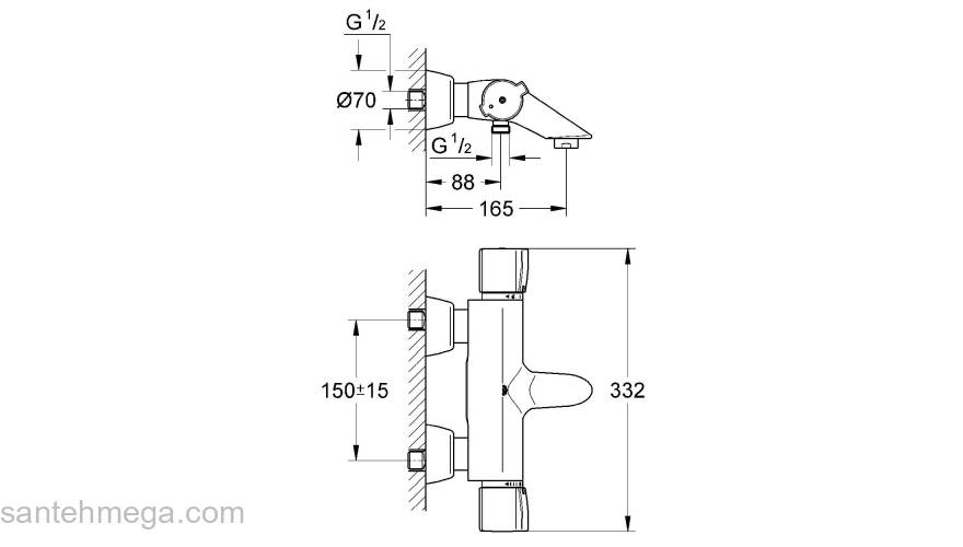 Термостатический смеситель для ванны GROHE Grohtherm Special 34202000. Фото