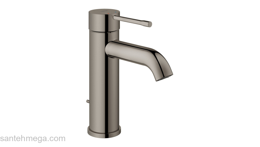 GROHE 23589A01 Essence New Смеситель для раковины S-Size II, сливной гарнитур, цвет: темный гарфит, глянец. Фото