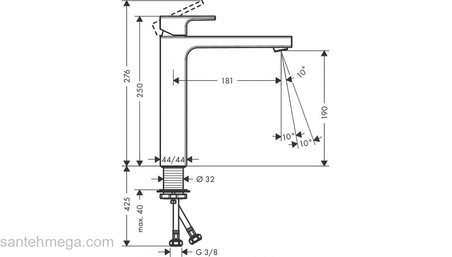 Смеситель для раковины Hansgrohe Vernis Shape 71591000, хром. Фото