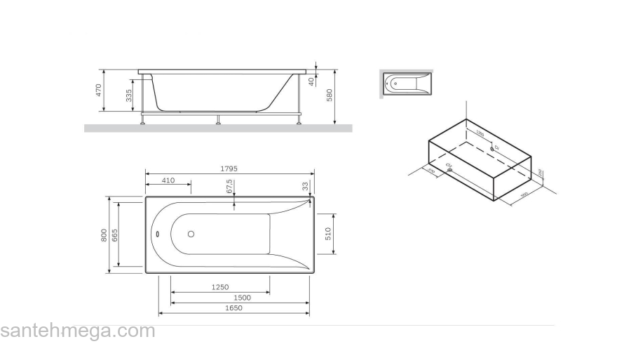 Декоративная фронтальная панель для ванны 180х80 см AM.PM Spirit W72A-180-080W-P2. Фото