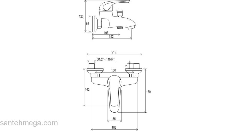 Смеситель для ванны RAVAK Rosa X070011. Фото