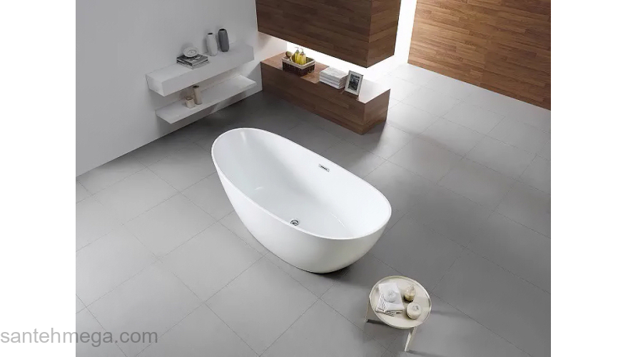 Ванна акриловая Azario GLASGOW 1660х780х665, свободностоящая, в комплекте с сифоном и металлической рамой, цвет белый GLA16778. Фото