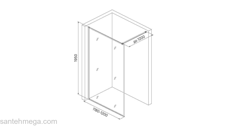 Душевая перегородка Walk In черный 120x195 Slide IDDIS SLI8BS2i23