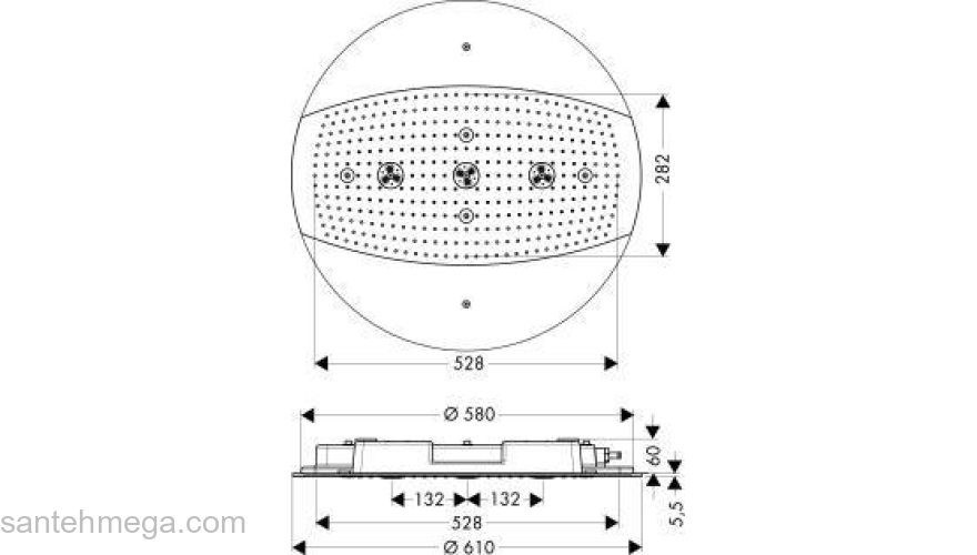 Верхний душ (тарелка) HANSGROHE Raidance Rainmaker 28403000. Фото