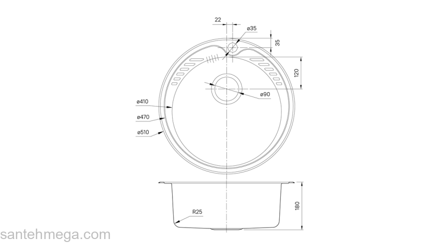 Мойка с сифоном арт. S11UPS0i84 нерж. сталь шелк D510 Suno S IDDIS SUN51S0i77S. Фото
