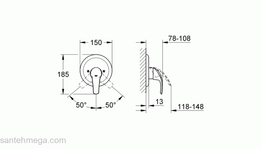 Смеситель для душа GROHE Eurosmart 19451001 (внешняя часть). Фото