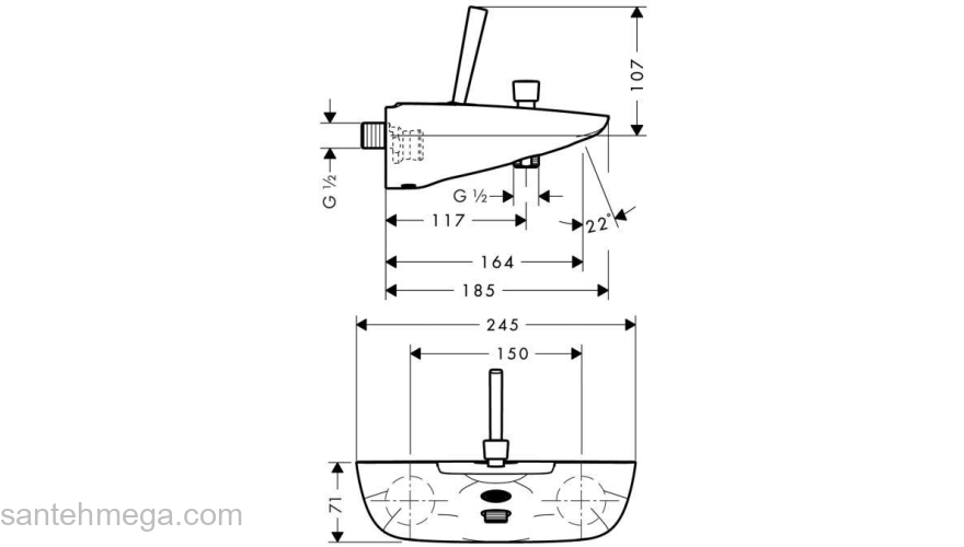 Смеситель для ванны HANSGROHE PuraVida 15472000. Фото