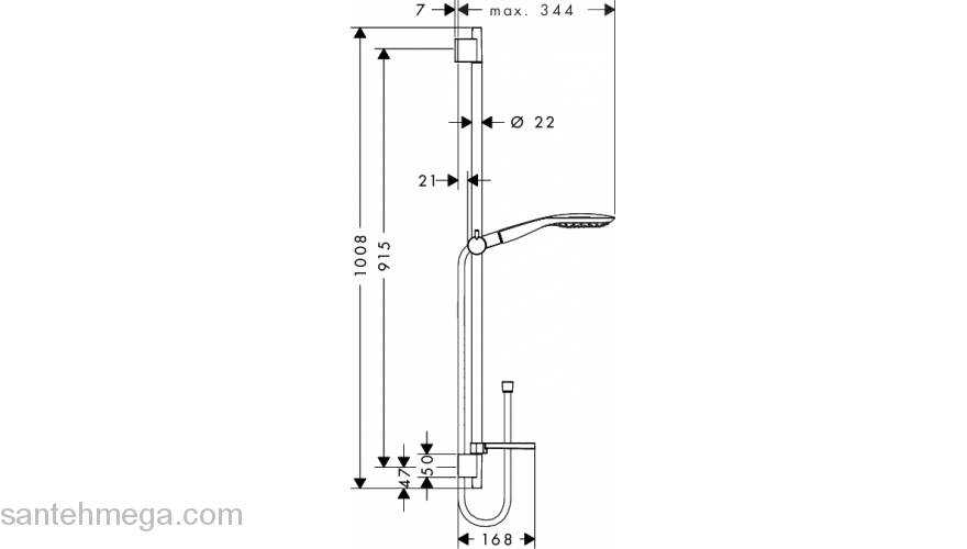 Душевой гарнитур HANSGROHE Raindance Select 150 / Unica'S Puro 0,90 м 27857000. Фото