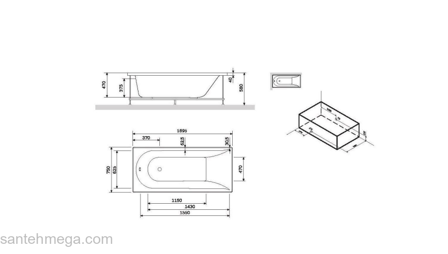 Декоративная фронтальная панель для ванны 170х75 см AM.PM Spirit W72A-170-075W-P2. Фото