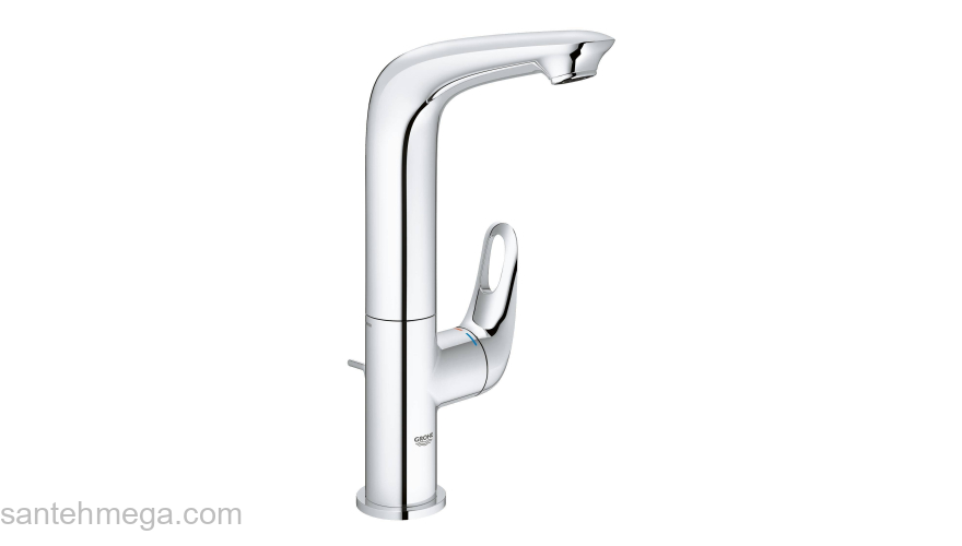 GROHE 23569003 Eurostyle 2015 Смеситель для раковины со сливным гарнитуром, высокий излив. Фото