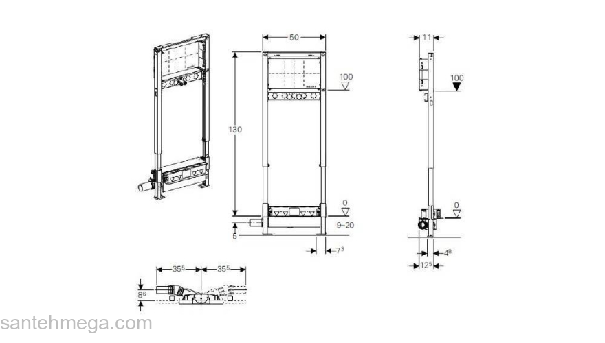 Монтажный элемент для душа Geberit Duofix 111.580.00.1. Фото