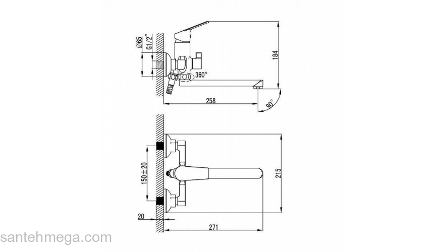 Смеситель для ванны Nelson Milardo NELSB00M02. Фото