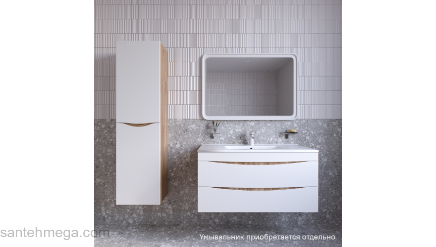 Тумба подвесная 100 см белая/золотистый дуб Cloud IDDIS CLO10Y0i95 подходит ум. 0131000i28. Фото