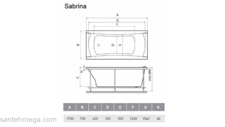 Ванна RELISAN Sabrina 170x70. Фото