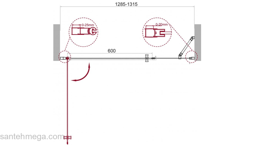 Душевая дверь BELBAGNO ETNA-B-11-60+60-C-Cr. Фото