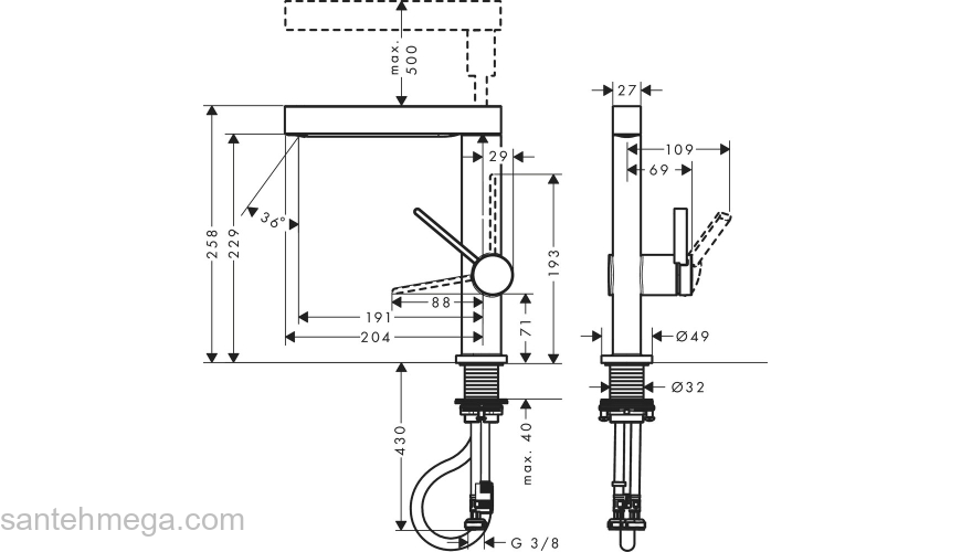 Смеситель для раковины Hansgrohe Finoris 76063700, матовый белый. Фото