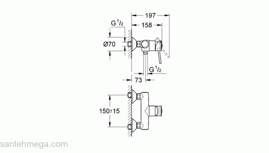 Смеситель для душа GROHE BauClassic 32867000. Фото