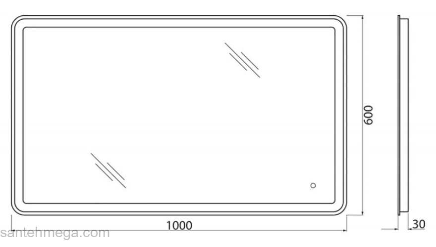 Зеркало с встроенным светильником и сенсорным выключателемH BELBAGNO SPC-MAR-1000-600-LED-TCH. Фото