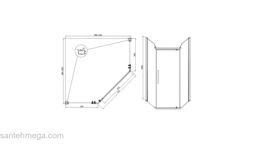 Душевой угол SOLE Quadro New 100х100. Фото