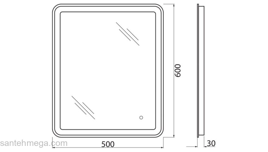 Зеркало с встроенным светильником и сенсорным выключателем BELBAGNO SPC-MAR-500-600-LED-TCH. Фото