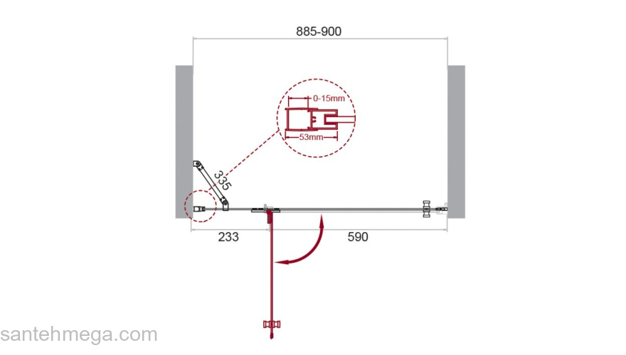 Душевая дверь BELBAGNO KRAFT-B-12-60/30-C-Cr-L. Фото