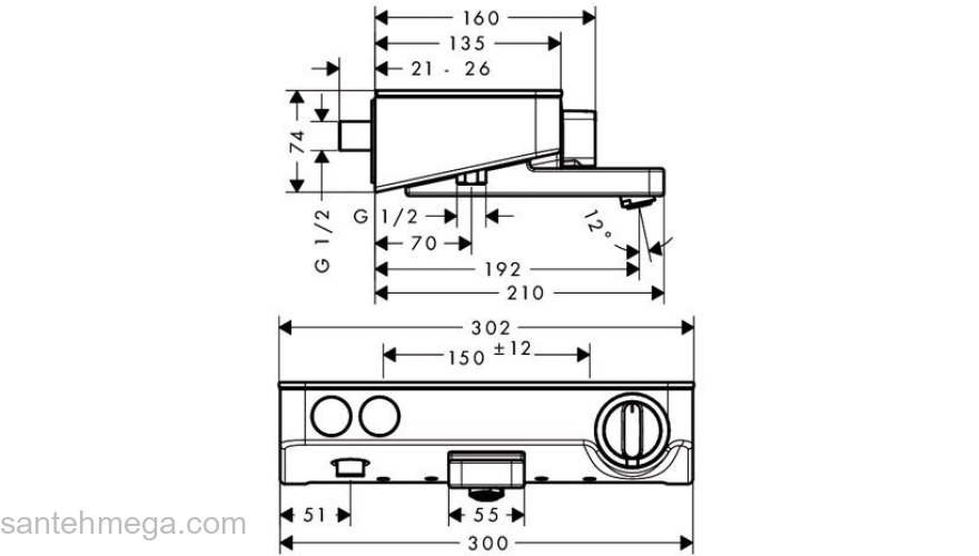 Термостат Hansgrohe Ecostat Select Push белый/хром 13151400. Фото