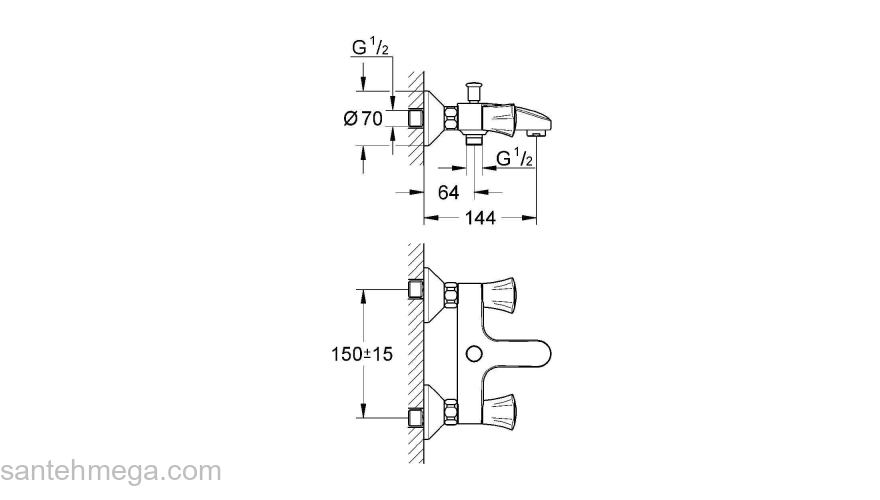 Смеситель для ванны GROHE Costa 25450001. Фото