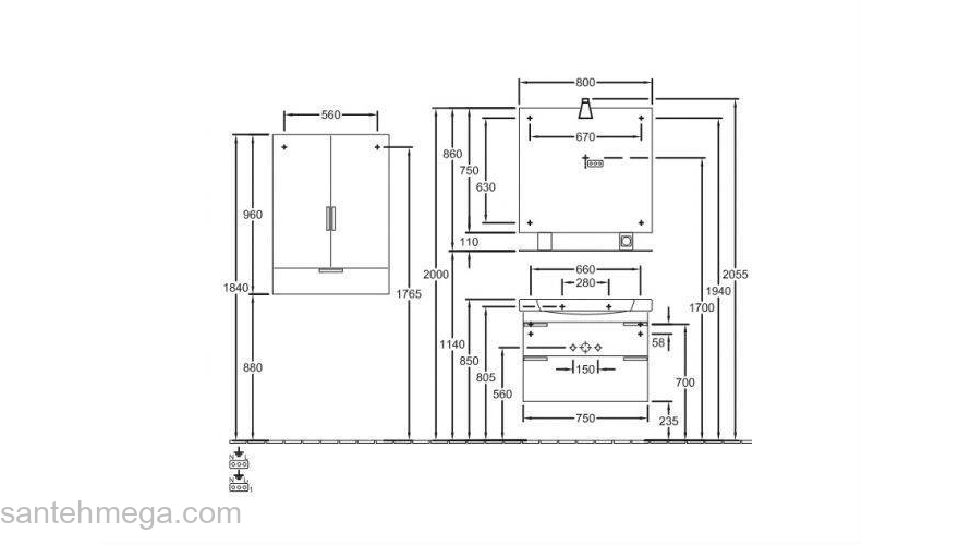 Тумба под раковину Villeroy&Boch SENTIQUE A854 00PN. Фото