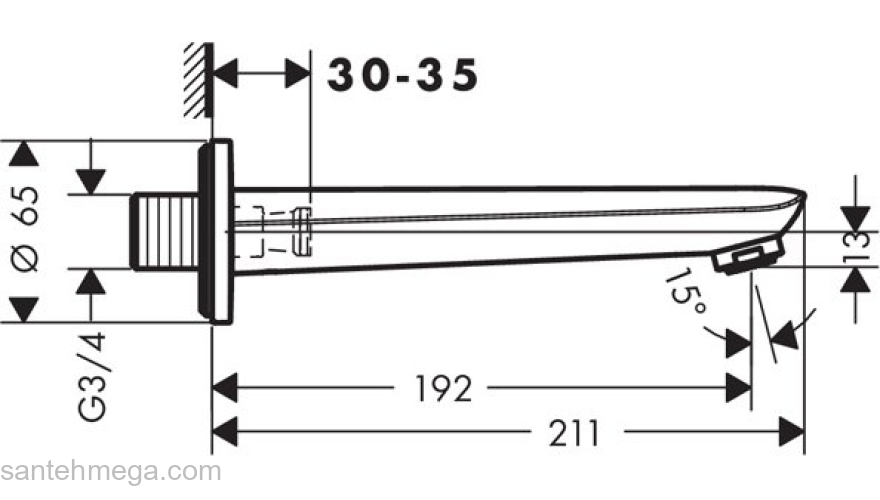 Излив на ванну Hansgrohe Novus 192mm 71320000. Фото