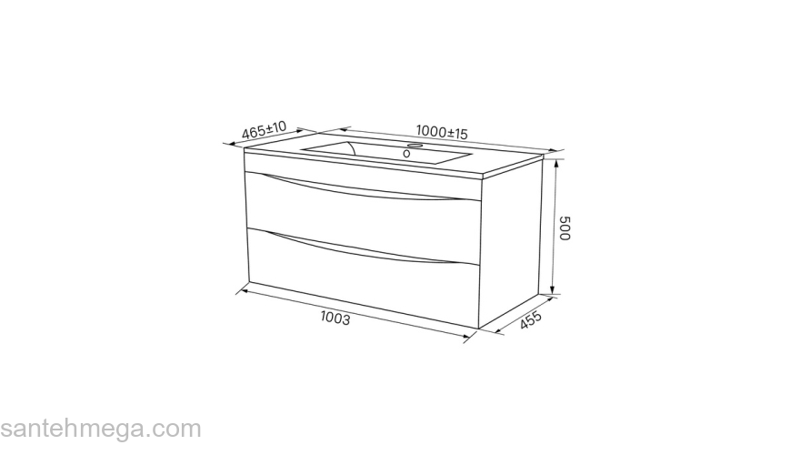Тумба подвесная 100 см белая/черный мрамор Cloud IDDIS CLO10B0i95  подходит ум. 0131000i28. Фото