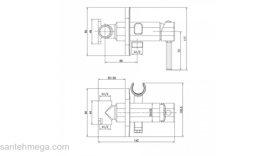 Встраиваемый смеситель с гигиеническим душем IDDIS 004SBS0i08. Фото