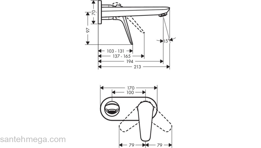 Смеситель для раковины Hansgrohe Novus 195 71127000 (внешняя часть). Фото