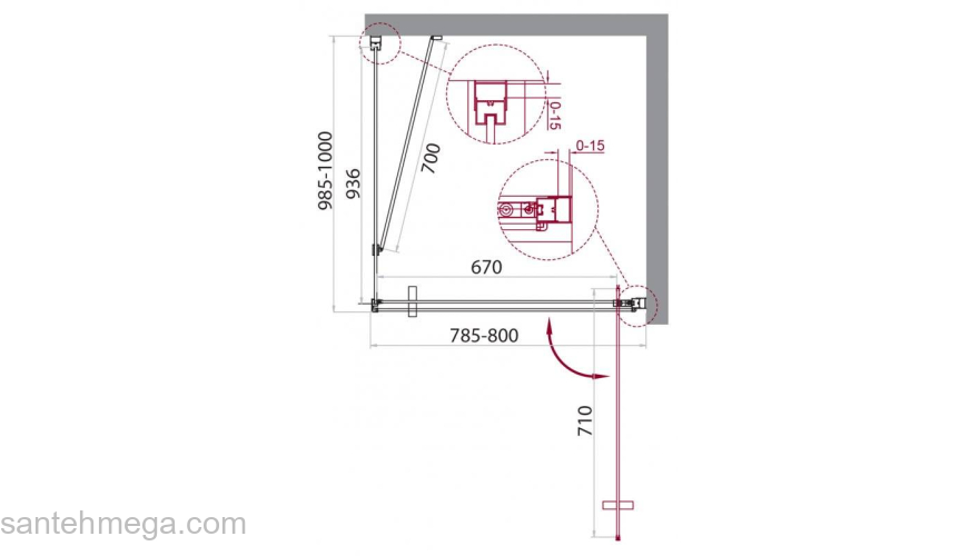 Душевой уголок BELBAGNO MARMI-AH-1-80/100-C-Cr. Фото