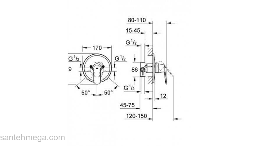 Смеситель для душа GROHE Eurosmart Cosmopolitan 32880000 (комплект). Фото