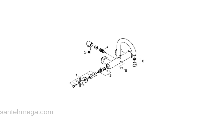 GROHE 25010AL3 Atrio New Смеситель двухвентильный для ванны, настенный монтаж, крестообразные ручки, Графит. Фото