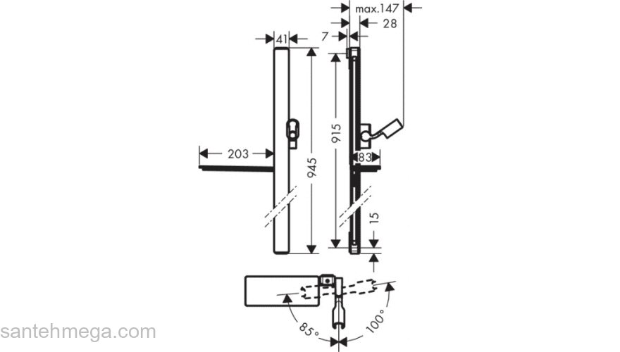 Душевая штанга HANSGROHE Unica'E 090 27640600. Фото