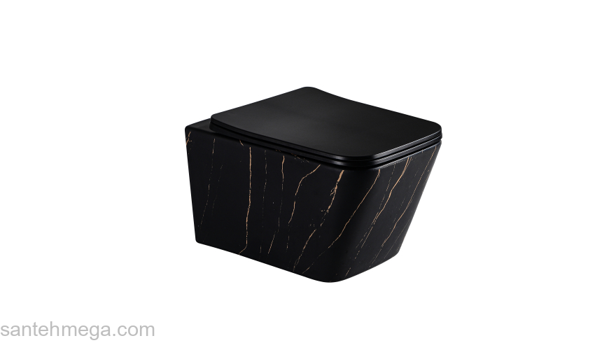 Унитаз подвесной безободковый EVA GOLD EG633Black-G Черное Золото матовый. Фото